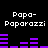 Pixelated text and purple bar graphs on black background, with two identical sections of 'Papa-Paparazzi' text above each graph sequence.