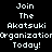 Pixelated text repeatedly displays 'Join The Akatsuki Organization Today!' with red highlight changes across three on a black background