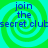Four identical display blue text over green and cyan spiral backgrounds with visible pixelation