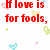 Pixelated text in red, black, and pink on white background with scattered heart shapes.