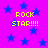 A static image with a bright purple background filled with scattered blue stars and repeated yellow text reading "ROCK STAR!!!" in pixelated font.