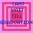 Four identical pixelated squares with red and purple borders display "CANT WAIT TILL" text above a horizontal "GRADUATIONGRADUATION" banner, each square containing nested rectangular frames.
