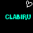 Pixelated cyan text 'CLABIRU' appears twice on black background with white heart outline above, static image.