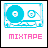 Pixelated cassette tape icon with blue reels and pink 'MIXTAPE' text, showing animation changes in the star symbol.