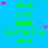 A static image with a bright blue background displays repeated text "Jenn and Emily Besties 4 Life" in green pixelated font, surrounded by scattered pink and purple star shapes.