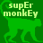 Green pixelated monkey silhouette with 'supEr monkEy' text above on left, and 'Original Icons .com' in green script on right against dark green background.