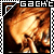 Pixelated image of a fiery explosion with the text 'GACHT' at top, framed by black-and-white checkered border.