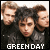 Animated contact sheet of a 5x5 grid showing sequential frames from an AIM buddy icon featuring the band Green Day with changing text color and slight facial expression shifts across sampled frames.