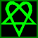 A static contact sheet of two adjacent frames showing a green geometric symbol on the left and white text reading "Hermie is Hott" on the right against black backgrounds with green borders.