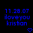 Blue pixelated text on black background with date, message, and heart symbol.
