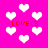 A static image with a bright pink background filled with white pixelated hearts and red 'LOVE<3' text repeated four times.