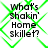 Four identical display text over a green diamond-patterned background with pixelated text