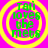 Four identical circular icons with yellow concentric rings on a bright pink background, each displaying green text reading "Tali loves the mets".