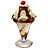 Pixelated ice cream sundae with chocolate sauce and cherry on top, surrounded by text variations reading 'i love', 'ice cream', 'so sweet', 'so cold', 'so lovely' in white block letters.