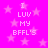 Bright pink background with light pink stars and repeated pixelated text "I LUV MY BFFL'S" in white.