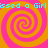 Pixelated text "Kissed a Girl" repeats across a pink and orange spiral background in a static image.