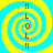 Four identical spiral patterns with yellow and cyan colors, each containing vertical red text reading "!!LOL!!" on a blue background.