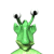Animated green alien head with large eyes and antennae, showing sequential eye movements
