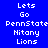 Blue background with white text reading 'Lets Go PennState Hitany Lions' in pixelated font, displayed across three on a of repeated
