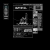 Pixelated grayscale image of a computer interface with multiple panels and abstract shapes on dark background.
