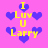 Pixelated pink background with blue hearts and yellow text reading "I Luv U Larry" arranged in a pattern