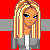 Animated contact sheet showing a pixel-art character in school uniform with multiple frames displaying facial expressions, body parts, and text overlays on red-and-gray background.