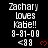 Pixelated text displays 'Zachary loves Kabe!!' with date '8-31-09', '<88', and red heart symbols on black background.