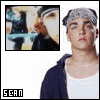 A young man with a bandana and dark hoodie over white shirt appears in multiple , each showing different background images above him