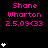 Pixelated pink text 'Shane Wharton 2.5.09<33' appears with varying white star counts on black background, some stars animate in vertical stacks.