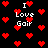Pixelated red hearts and white text reading "I Love Gair" on a black background, with repeated heart patterns.