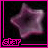 Animated contact sheet showing five frames of a purple star-shaped icon with pixelated text "star" in pink border, displaying subtle motion blur and color variation across frames.