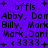 Pixelated text displays names and symbols on a solid purple background with no visible animation changes.