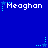 Blue background with repeated white text 'Meaghan' and light blue star symbols, each accompanied by a vertical dotted line of matching color.