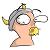 Pixelated avatar shows a character with light skin, large white eyes, and a gray helmet with yellow accents, viewed from the side.