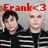 Two individuals in black-and-white striped jackets appear in a static image with red text overlays reading "Frank<3" and "Gerard <3".