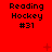 Red background with repeated black text reading "Reading Hockey #31" in a , featuring small red and dark gray symbols scattered across the surface