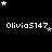 Black background with white text 'OliviaS147' repeated , surrounded by scattered stars in varying shades of gray and white