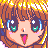 Pixel art contact sheet showing two frames of an animated character with brown hair and blue eyes in a yellow-orange background, one frame with open mouth and tongue out, the other winking with hand near face.
