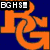 Blue background with orange stylized letters forming a repeating pattern, black text at top and bottom corners.