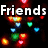 six pixelated images with text and symbols: 'Friends' over colorful lights, 'are' on a dark abstract background, 'forever' with hearts, 'Guys' on a heart, 'are' with yellow hearts, and 'what-ever!' in hands