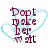 Pixelated text in maroon letters with light blue heart outlines on a white background with faint pink dots, arranged in a of four sections