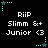Pixelated text and star-shaped icons on a black background, with repeated 'RiiP', 'Slimm &+', and 'Junior <3' text elements