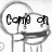 Two pixelated cartoon characters with circular heads and stick-figure bodies, one holding a sign reading 'Camp ch' and the other displaying 'SWEET' in blocky text.