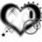 Black-and-white heart outline with decorative swirls and a small dot, paired with red text on black backgrounds reading "I Love You Clemmy" and "you're the world".