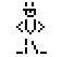 Pixelated black-and-white icon of a stylized figure with multiple poses and variations, including raised arms, crossed legs, and star-like symbols.