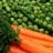 Pixelated image of green peas and orange carrots with overlaid text referencing Forrest Gump.