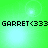 Green background with light blue circular glows and repeated black pixelated text 'GARRET<333' in two