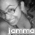 Black-and-white pixelated image of a person with a raised hand, mouth open in a gesture, and text reading 'jamma' at the bottom.