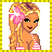 A pixel art contact sheet with two frames: left frame shows a blonde cartoon woman in a pink striped bikini top and flower headband; right frame displays red text "Hot and Spicy" on a dark stage background with spotlights.