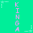 A green background with vertical pink text reading 'KINGAKINGA' and scattered white stars that change position across frames.